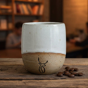 Small ceramic container with a lid on a wooden surface