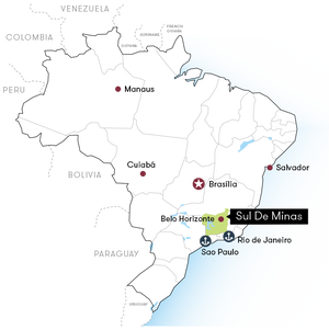 Map of Brazil with Sul De Minas highlighted